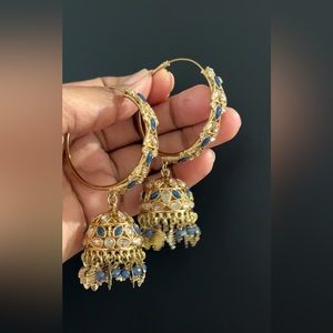 Blue hoops with jhumki